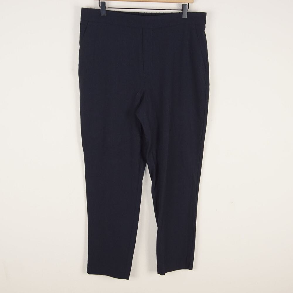 Banana Republic Pull On Navy Blue Elastic Waist Tapered Ankle Pant Womens Sz 14
